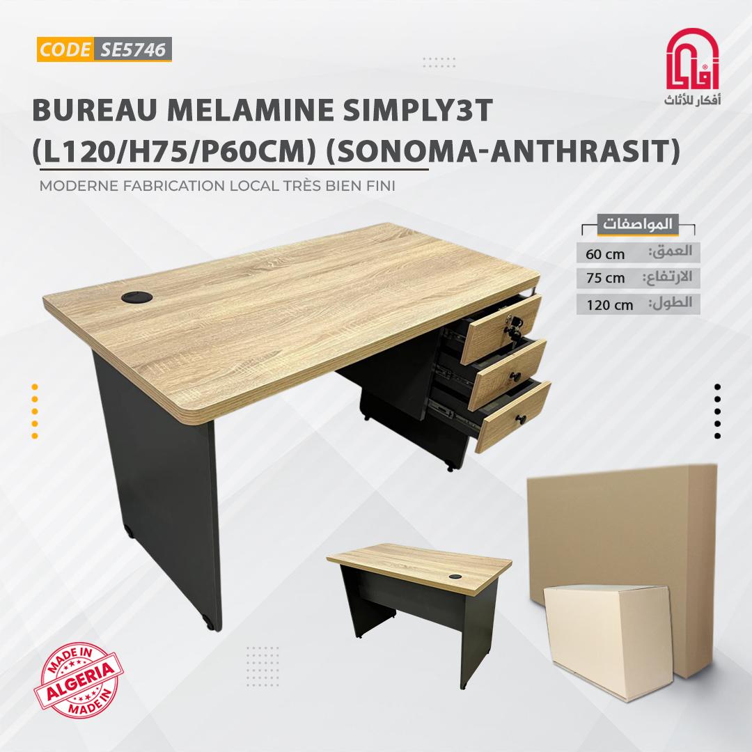 Bureau Melamine SIMPLY3T (L120/H75/P60cm) (Sonoma-Anthrasit)