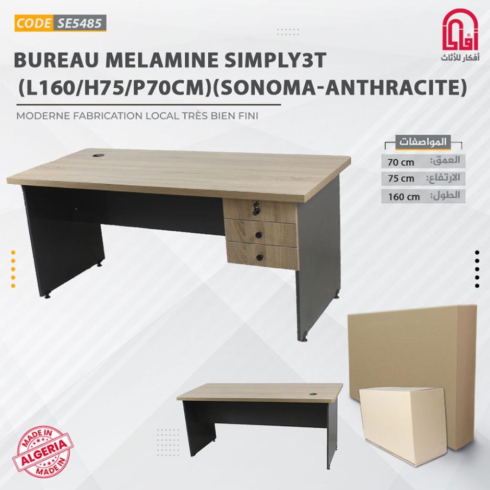 Bureau Melamine SIMPLY3T (L160-H75-P70cm) (Sonoma-Anthrasit)