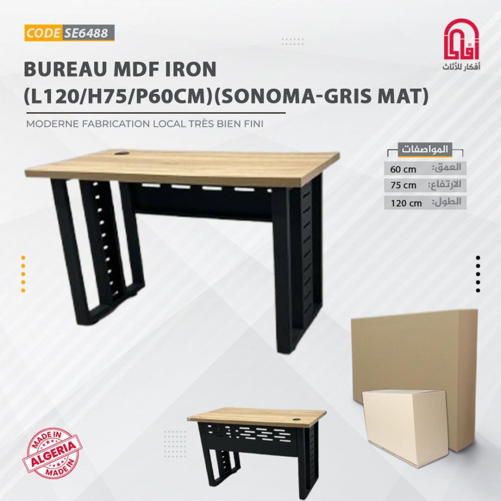 Bureau MDF IRON (L120/H75/P60cm) (D-Sonoma P-Gris Mat)