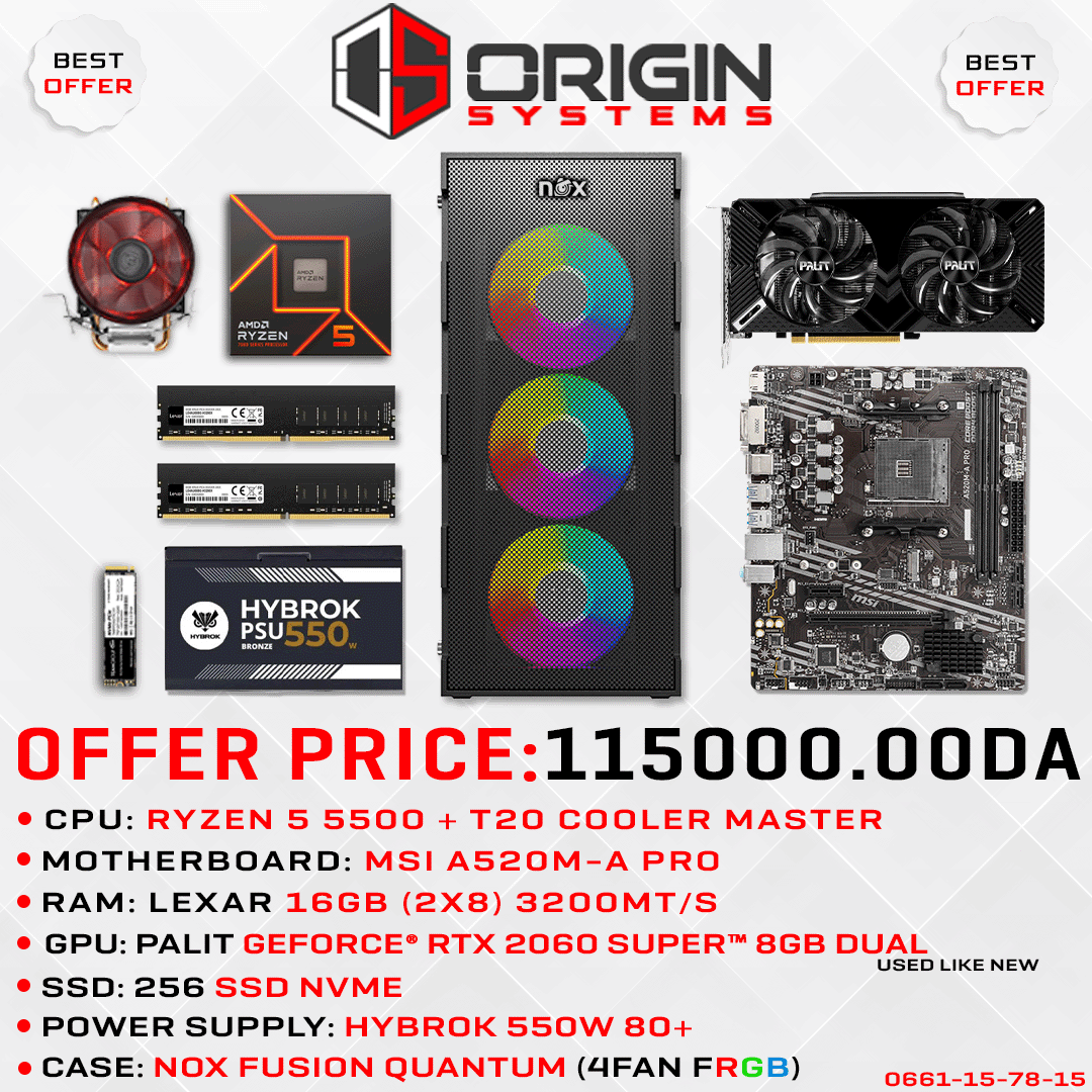 Config Pc Gamer RYZEN 5 5500 / 16gb Ram / RTX 2060 SUPER