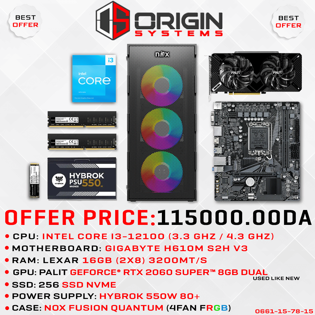 Config Pc Gamer INTEL I3 12100 / 16gb Ram / RTX 2060 SUPER