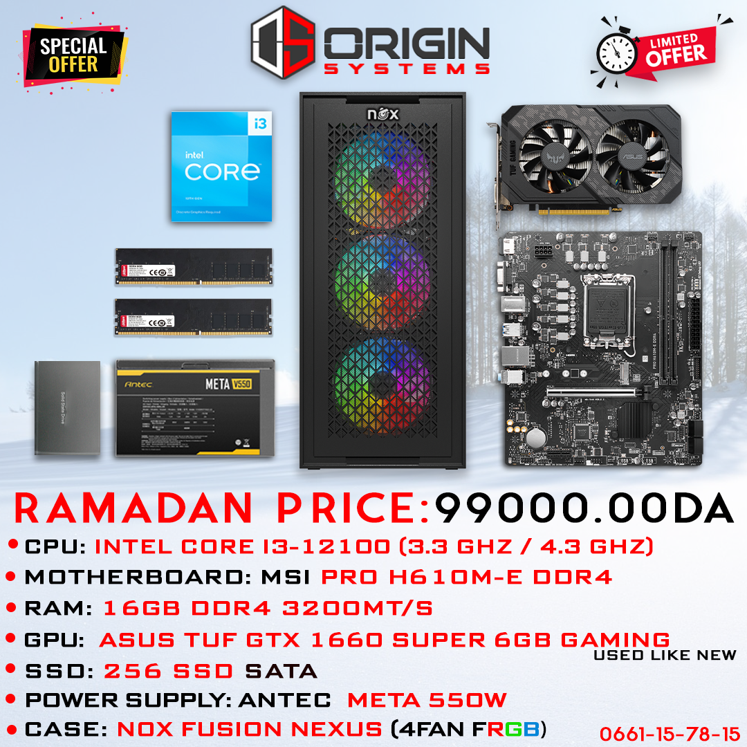 Config Pc Gamer 12100/ 16GB RAM  / GTX 1660 SUPER