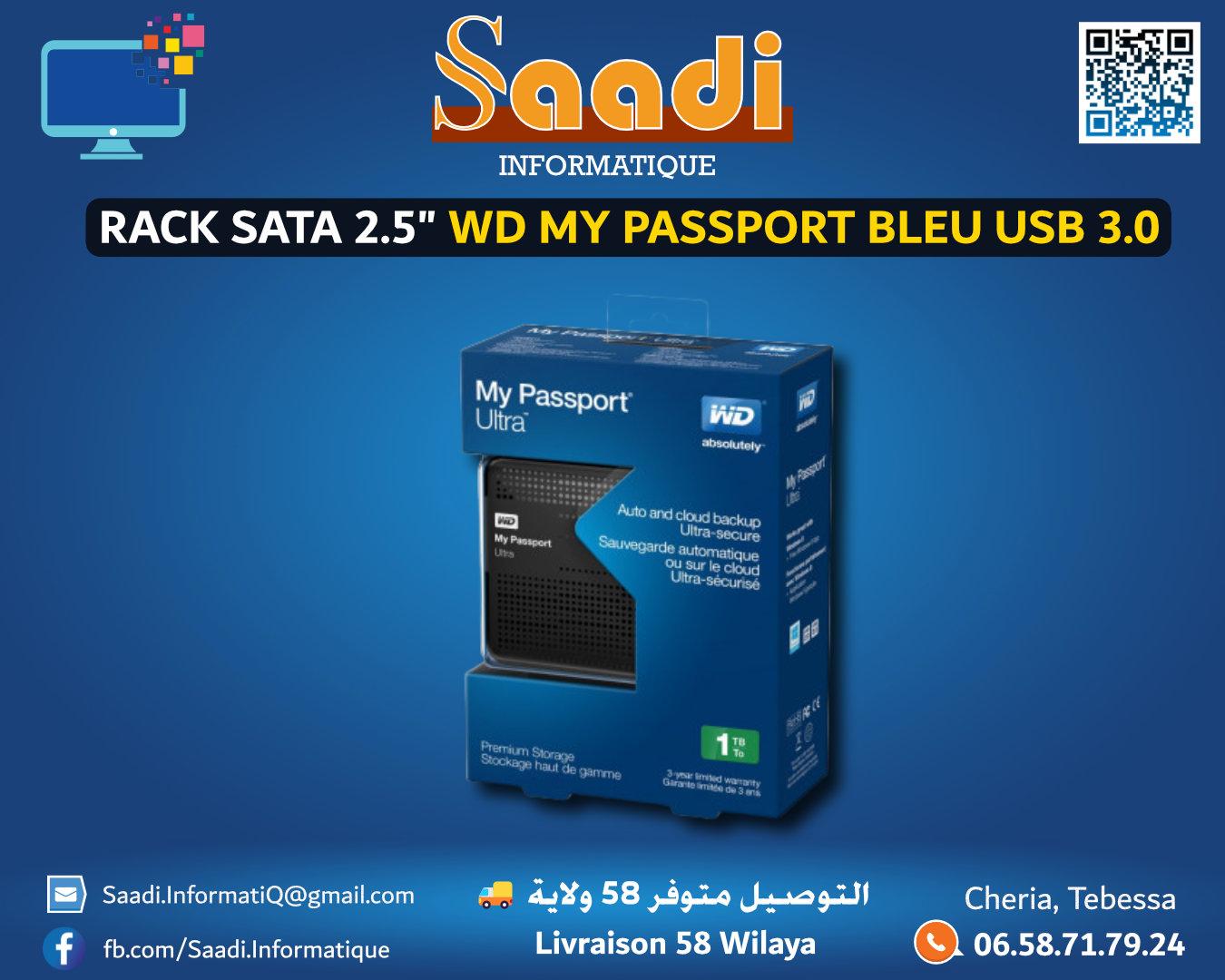 RACK SATA 2.5 WD MY PASSPORT BLEU USB 3.0