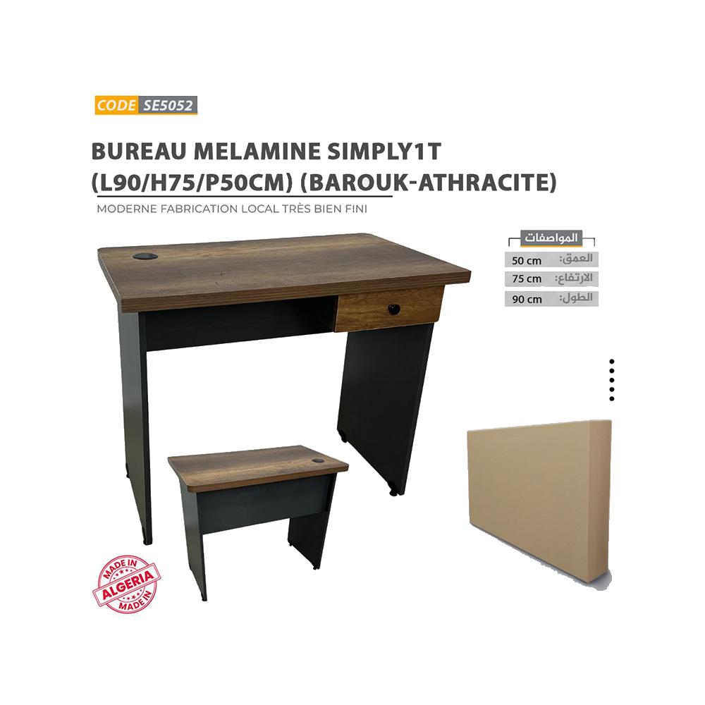 Bureau Melamine SIMPLY1T (L90/H75/P50cm) (Barouk-athracite)