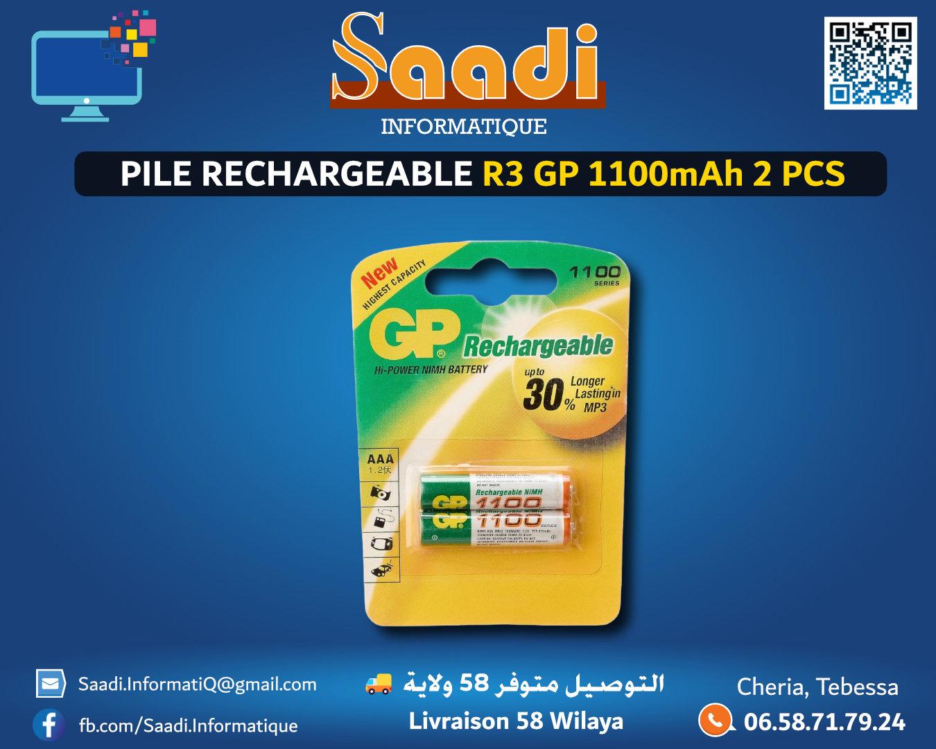 PILE RECHARGEABLE R3 GP 1100mAh 2 PCS