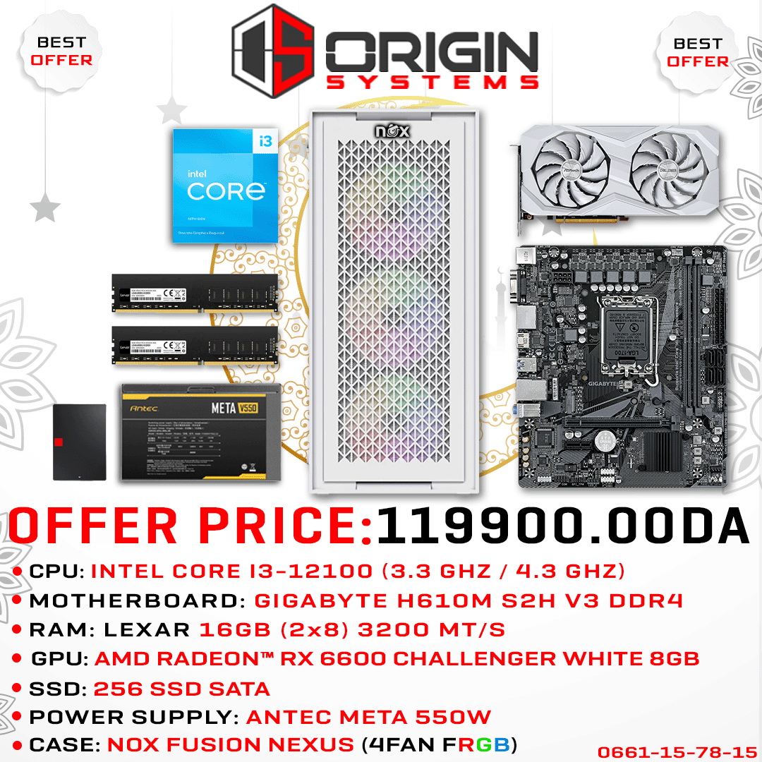 Config Pc Gamer I3 12100 / 16gb Ram / RX 6600