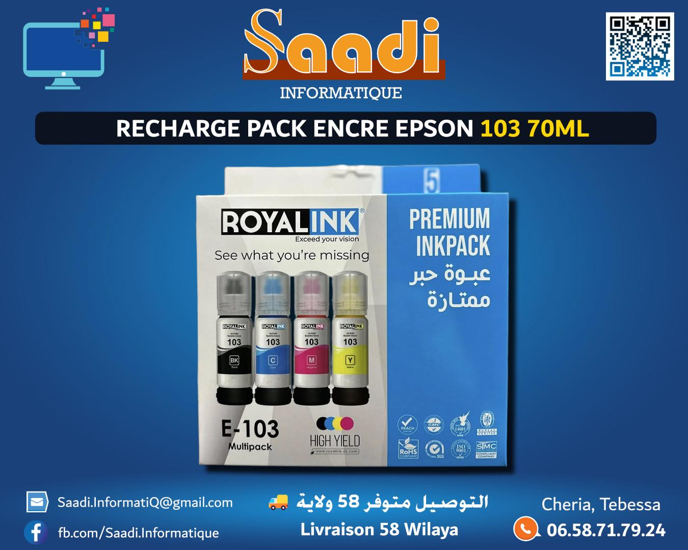 RECHARGE PACK ENCRE EPSON 103 70ML ROYALINK