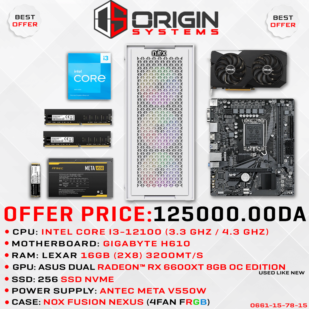 Config Pc Gamer I3 12100 / 16gb Ram / RX 6600XT