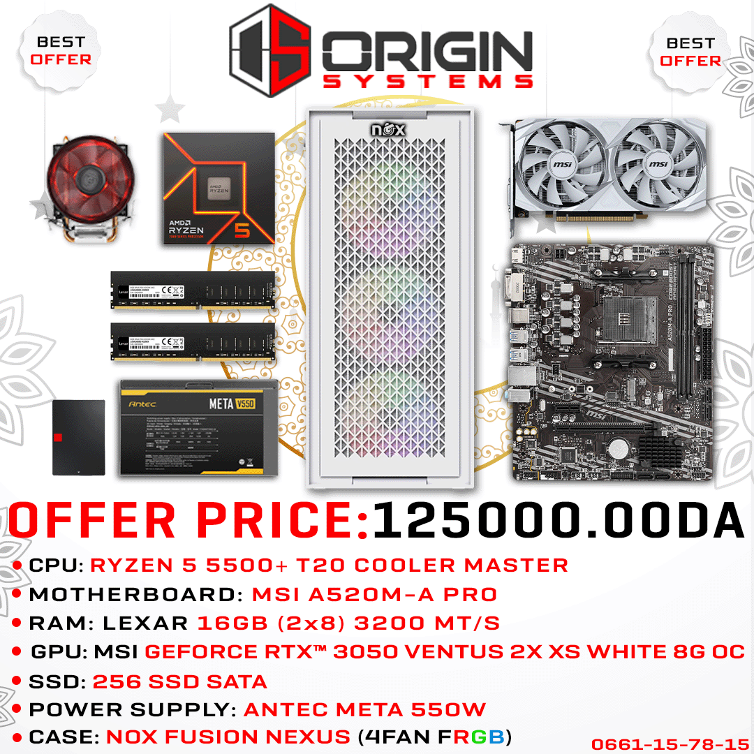 Config Pc Gamer RYZEN 5 5500 / 16gb Ram / RTX 3050 8GB