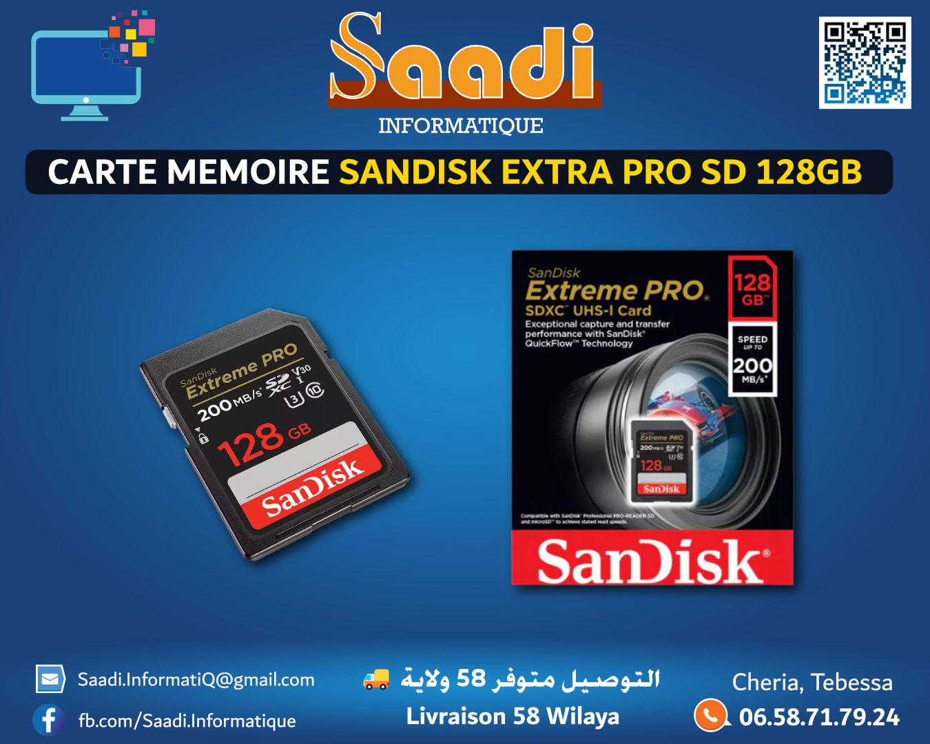 CARTE MEMOIRE SANDISK EXTRA PRO SD 128GB