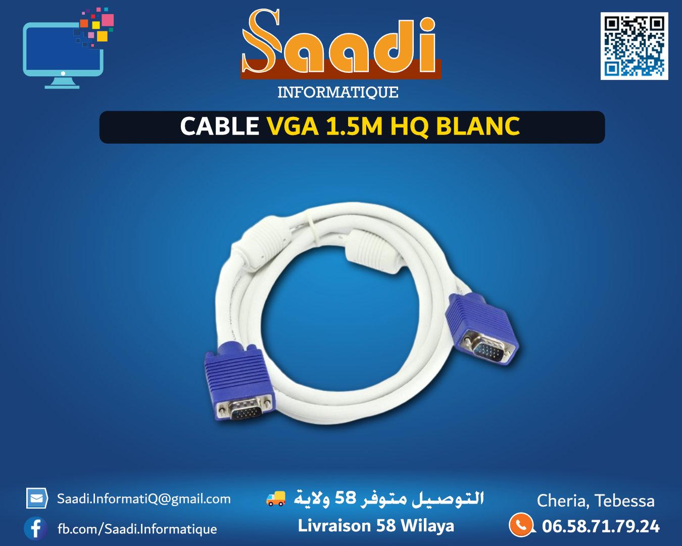CABLE VGA 1.5M HQ BLANC