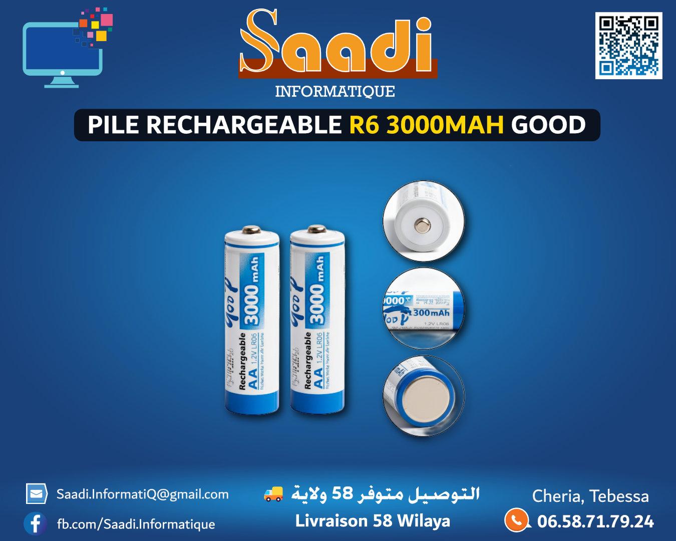 PILE RECHARGEABLE R6 3000MAH GOOD
