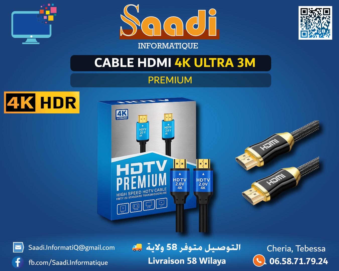 CABLE HDMI 4K ULTRA PREMIUM 3M