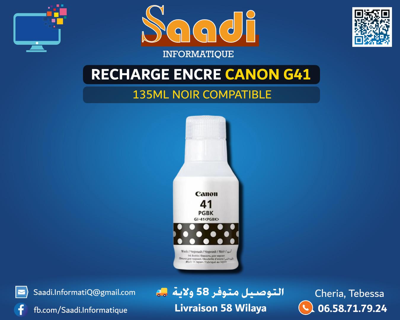 RECHARGE ENCRE CANON G41 135ML NOIR COMPATIBLE